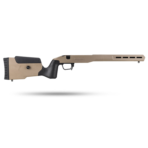 Field Stock til Rem 700 LA RH gir overlegen presisjon med aluminium v-block bedding, justerbar kolbe og M-LOK forend for tilpasning av tilbehør.